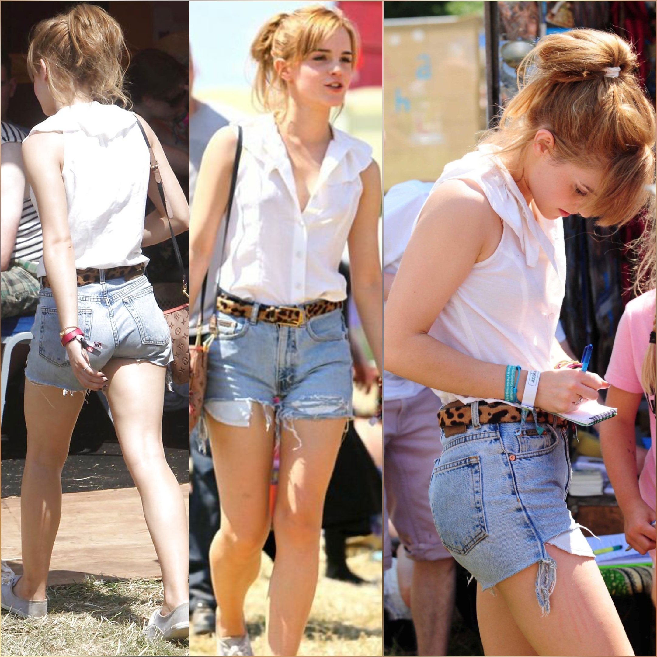 Emma Watson Wearing Denim Shorts