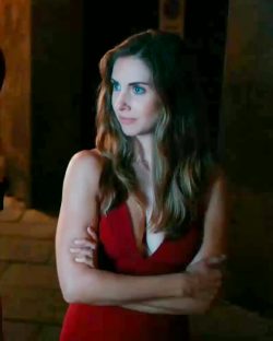 Alison Brie In The “Spin Me Round” Red Dress