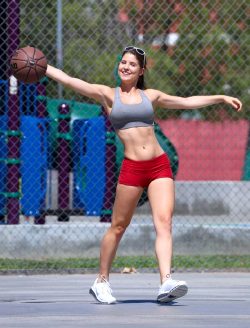 Amanda Cerny Playing Basketball.