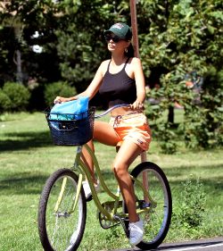 Emily Ratajkowski On A Bike