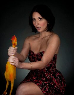 Olivia Munn Choking A Chicken