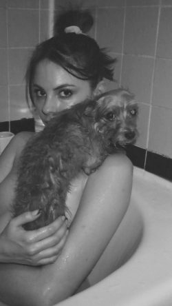 Willa Holland Taking A Bath With Her Pup